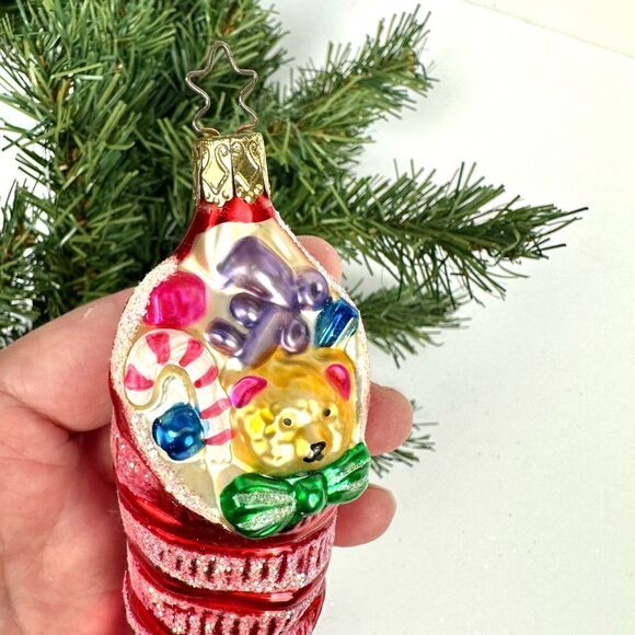 INGE GLAS Germany Stocking with Gifts Blown Glass Christmas Ornament - Picture 2 of 10